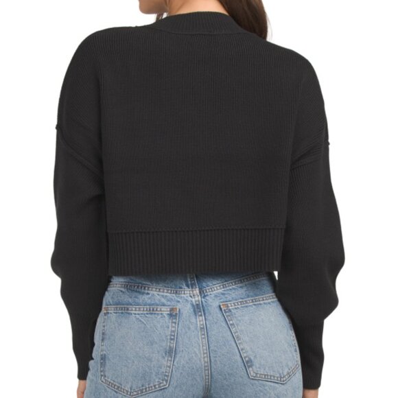 NEW FREE PEOPLE Easy Street Cropped Sweater in black 1225 3t0 - Picture 6 of 15